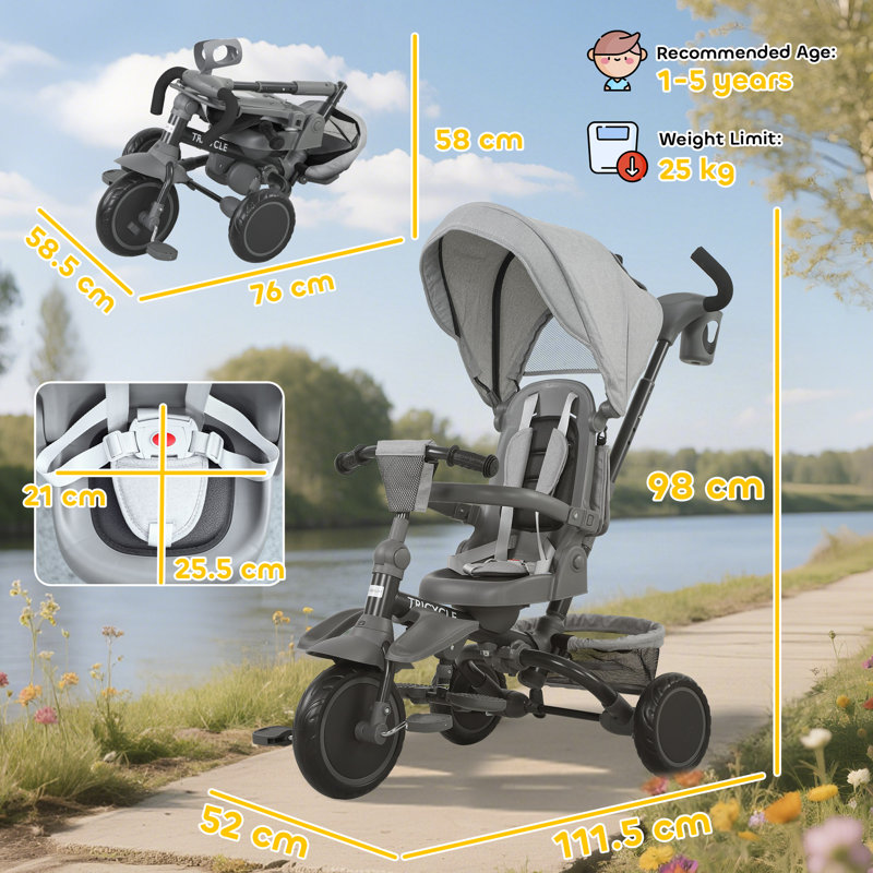 Zoomie Kids Push/Pull Ride On, Grey