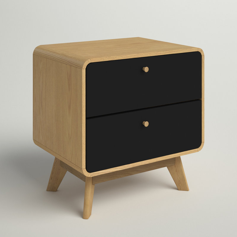 Maja 51cm W Manufactured Wood Bedside Table, Oak/Black