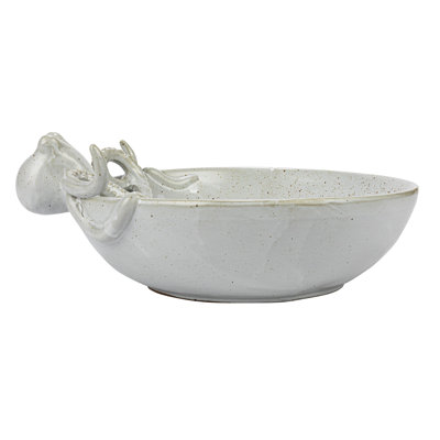 Stoneware Octopus Bowl with Reactive Glaze Speckled