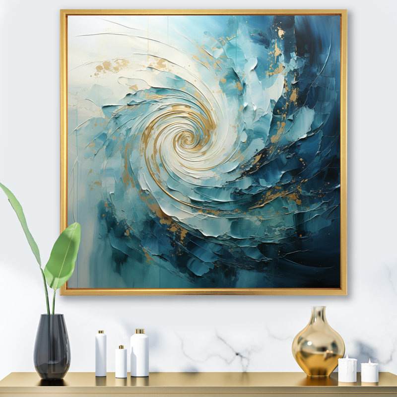 Spirales célestes I sur toile, Cadre flottant doré, H 24 po x l 24 po x P 1 po