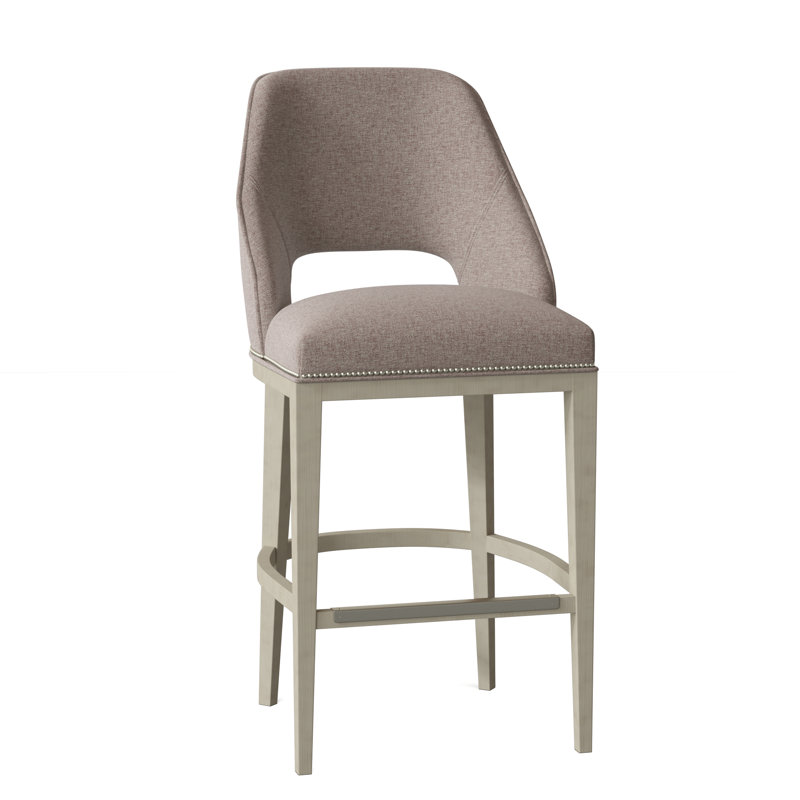Darien Upholstered Stool, Almond Buff, Pewter (9953 65), Counter Stool (26.5" Seat Height)