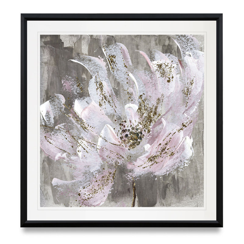 Blushy And Splashy - Matted and Framed Under Acrylic Glass, Large Living Room Wall Art, 17.5" H x 17.5" W x 1.5" D