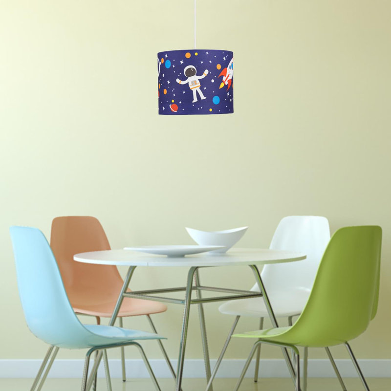 20cm H Cotton Drum Pendant Shade ( Uno ) in Spaceman Digital Print