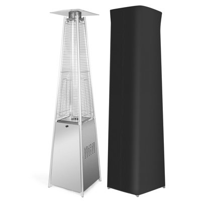 48,000 BTU Pyramid Patio Heater with Stainless Steel Design, Cover and Ignition Ideal for Backyard Balcony 6-8 people