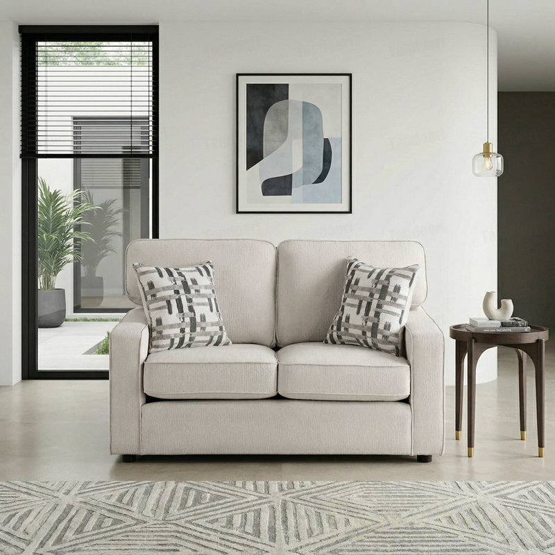 Causeuse en chenille avec coussins décoratifs et canapé à 2 places