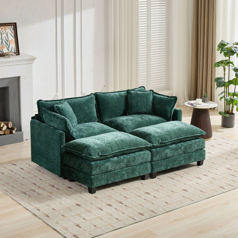Canapé-lit Cloud pour salon, chambre à coucher, appartement, coussin double couche confortable, Vert