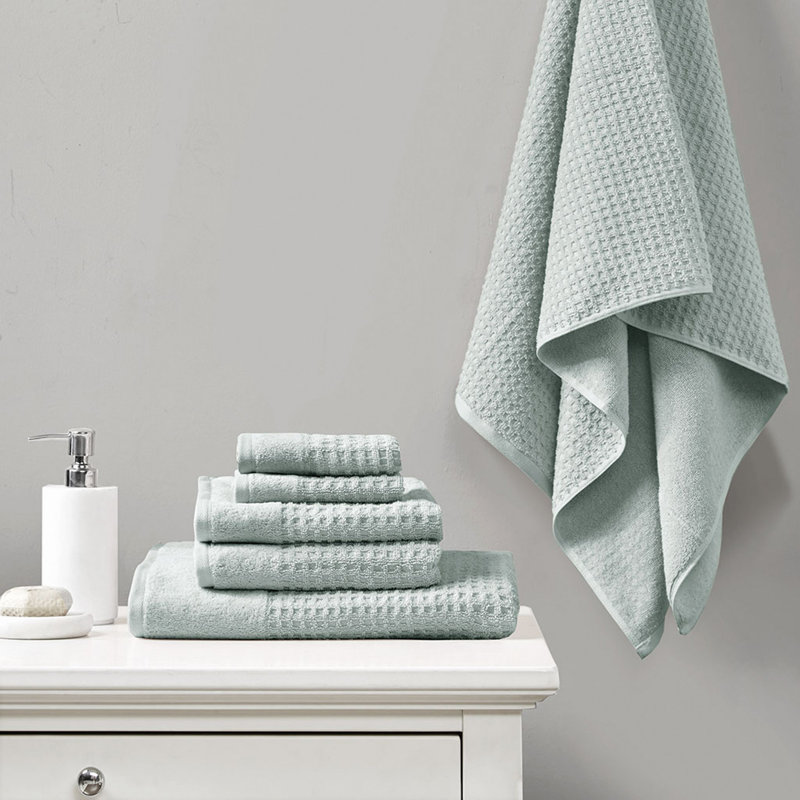 Cotton Antimicrobial Bath Towel 6 Piece Set, Seafoam