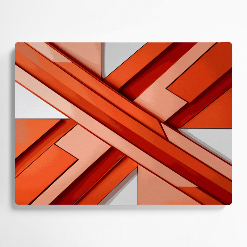 «Geometric Abstraction 78», art mural en métal rouge, H 11 po x l 14 po
