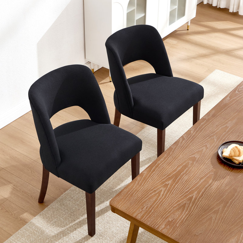 Upholstered Solid Wood Dining Side Chair, Brown