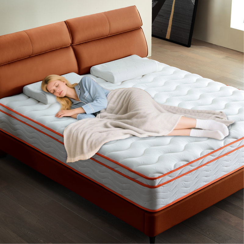 Matelas pour grand lit de 12 po dans une boîte, mousse à mémoire de forme et ressorts ensachés, fermeté moyenne pour soulagement, isolement de mouvement, blanc laiteux, matelas doux, ressort, fibre de verre, gel rafraîchissant