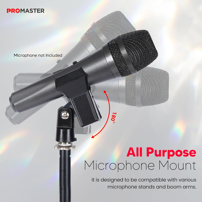 Support pour micro à base ronde ProMaster - portable, universel et réglable - noir