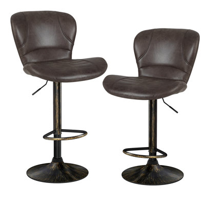 Trona Swivel Upholstered Adjustable Height Counter Stool with Metal Frame