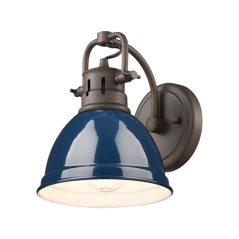 Meuble-lavabo 1 lumière Brianni, Bleu marine mat, Bronze huilé