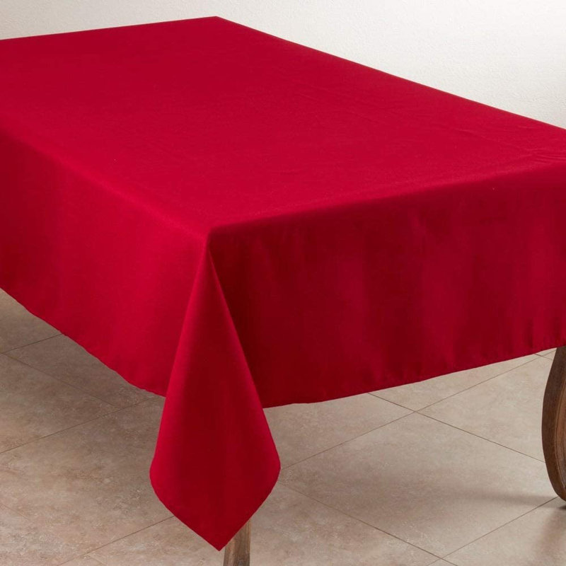 Daisylynn Rectangular Polyester Tablecloth, 104" L x 65" W, Red