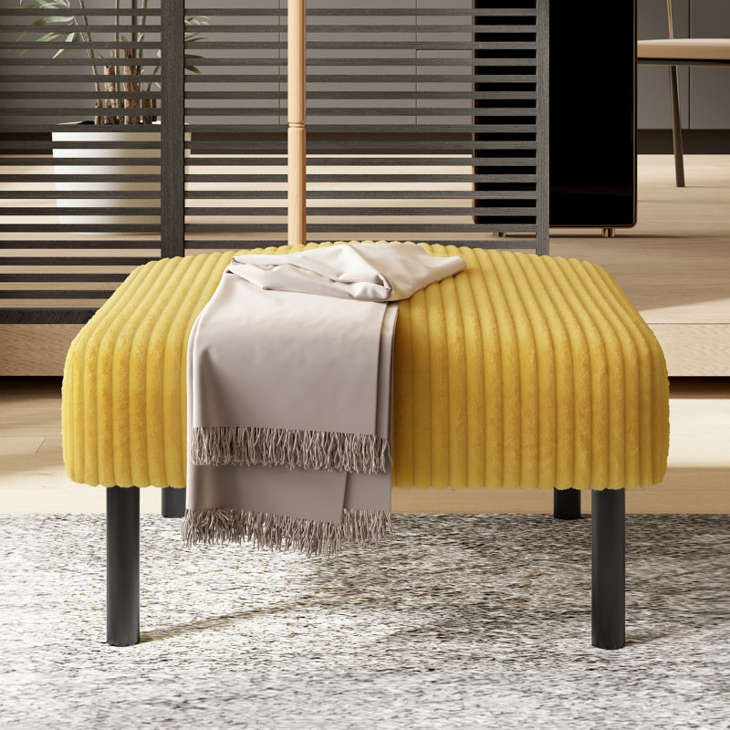 Small Ottoman Footstool With Legs, Corduroy Fabric Ottoman Foot Stool With Soft Padded Seat, Square Footstool Footstool For Living Room