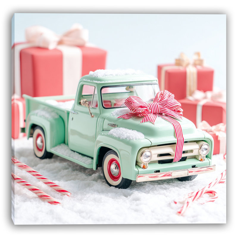 «Mint Truck with Holiday», art mural sur toile tendue