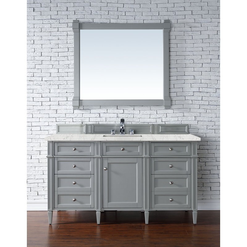 Brittany 60 in. Single Vanity, Smokey Celadon, Eternal Jasmine Pearl, 8" Widespread