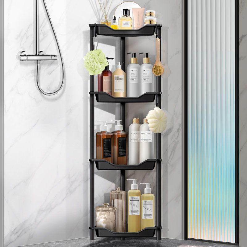 Étagère de rangement de coin à 4 niveaux, Black, 4