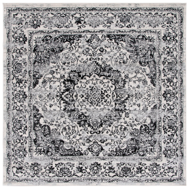 Hawkin Power Loom Oriental Area Rug, Square 5'