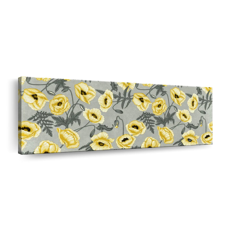 «Yellow Poppy Vines» sur impression sur toile, H 8 po x l 24 po x P 1 po