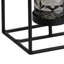 Porte-bougie 4 pots Mev, verre brun gris, cadre en fer noir 16 pouces