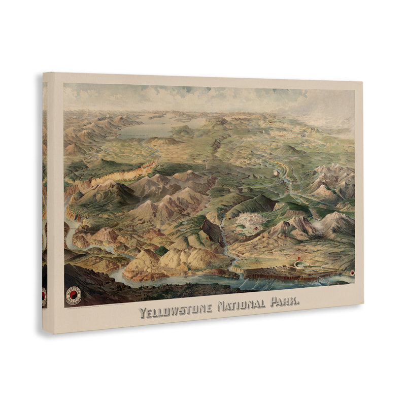 Art mural rétro sur toile par Yellowstone Park par Stellar Design Studio, H 16 po x l 24 po