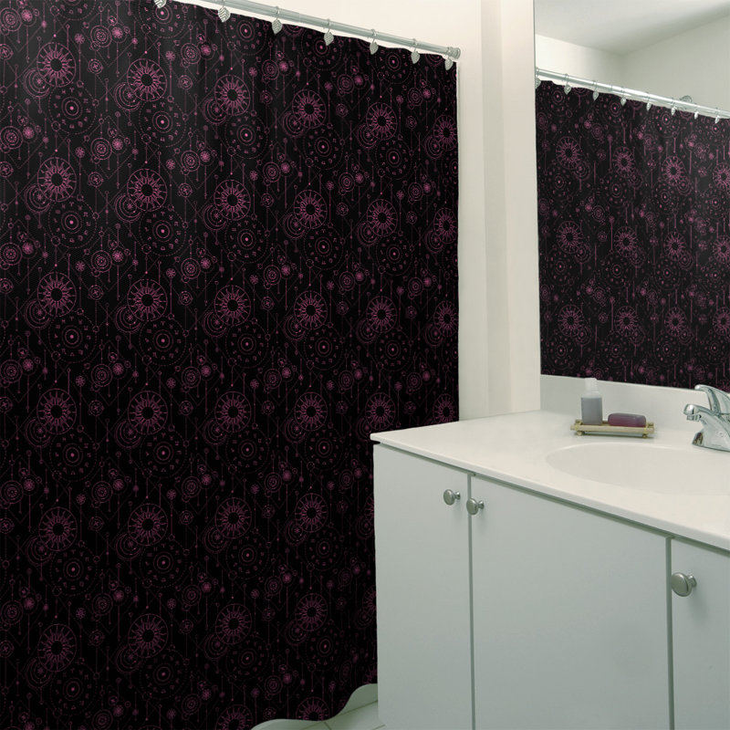 Rideau de douche simple astrologie, Noir / Rose