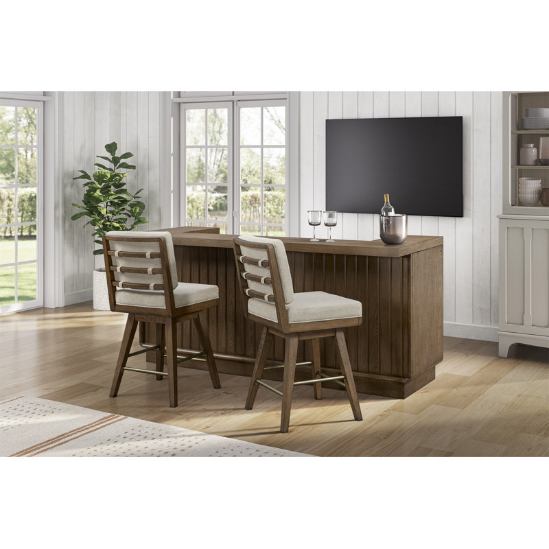 Tabouret de comptoir pivotant Latte, Gris, Brun