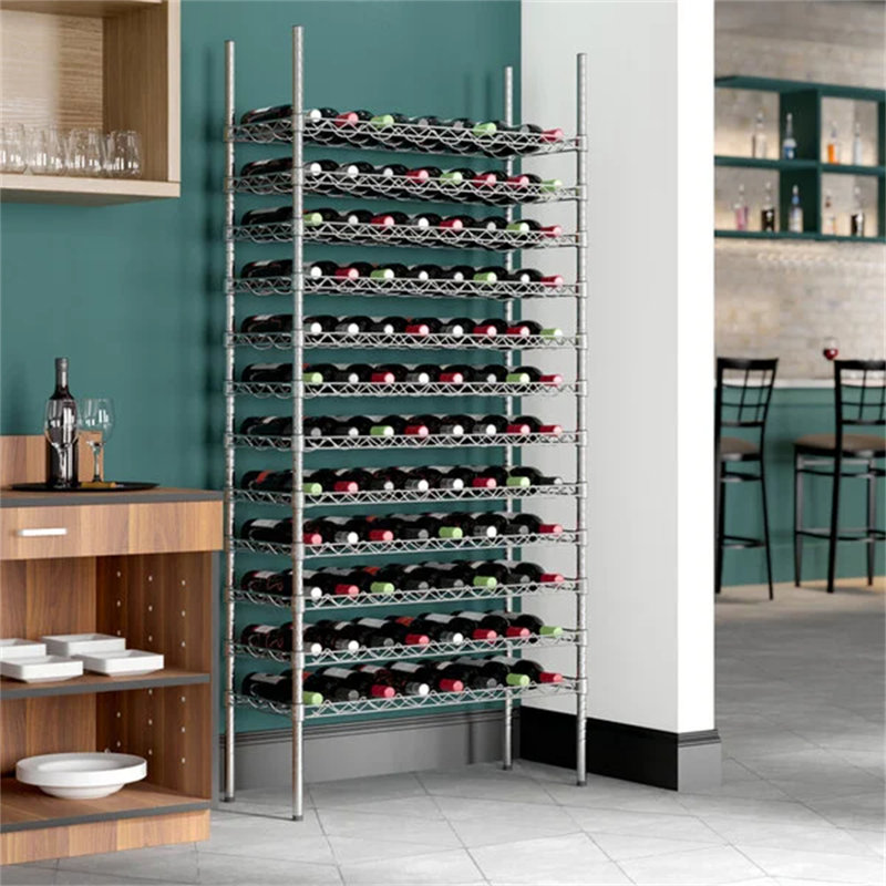 Richerd Wine Bottle Rack Chrome, 74" H x 36" W x 14" D