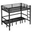 Lit superposé double en métal avec lit inférieur coulissant | Conception convertible à 3 sections pour canapé en U et espace supplémentaire | Barrières de sécurité et réduction du bruit, noir