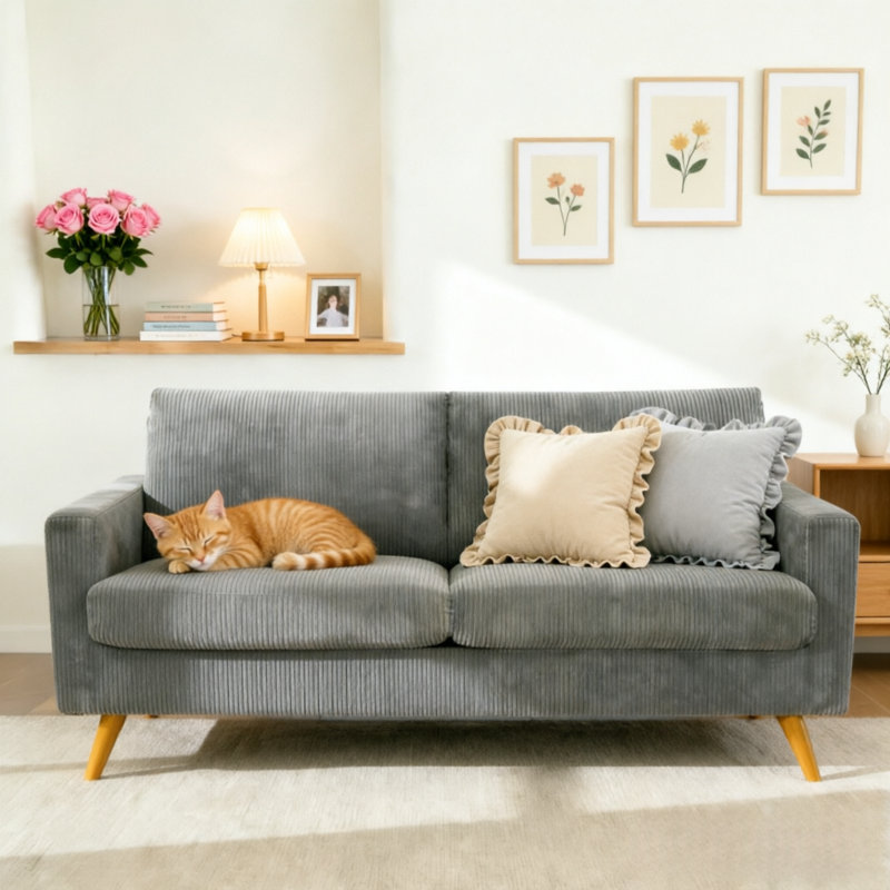 Canapé 68 po Mid Century Modern, Dark Gray