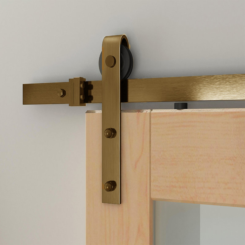 Soft Close Standard Single Barn Door Hardware Kit, Satin Brass
