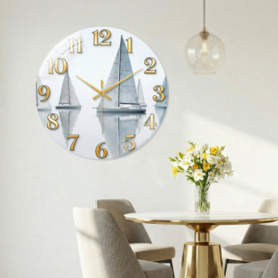 Horloge murale voilier en verre