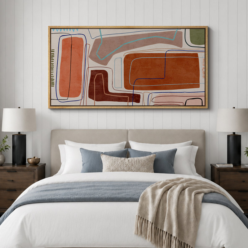 Impression sur toile encadrée orange et brun, H 30 po x l 60 po, Naturel
