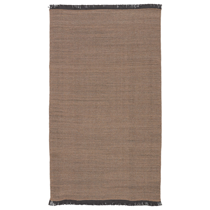 Tapis intérieur / extérieur brun clair / noir tissé à la main Feurstein, Rectangle de 5 pi x 8 pi