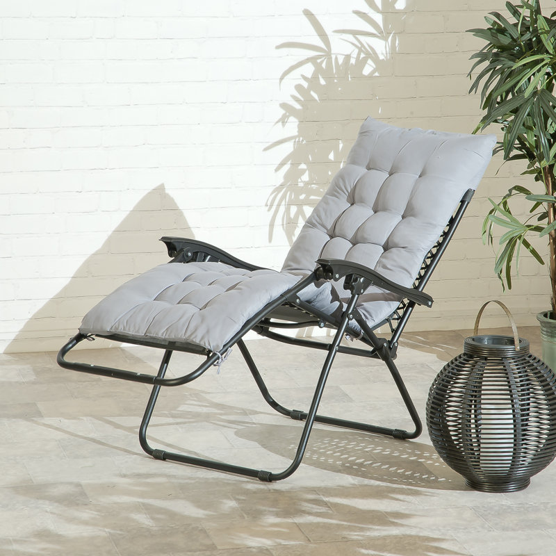 Cardali 112cm Long Reclining Zero Gravity with Cushions, Charcoal
