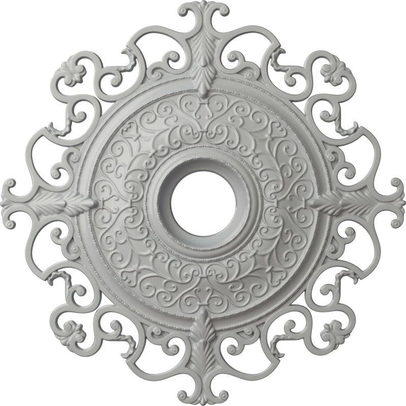 38 3/8 po x P 6 5/8 po x P 2 7/8 po médaillon de plafond Orléans (pour auvents jusqu'à 8 1/4 po), Givré