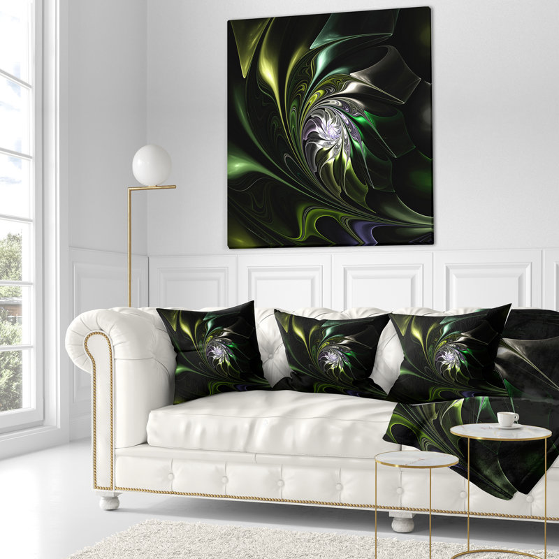 Vitrail multicolore vert - coussin imprimé floral, 16 po x 1 po, Coussin décoratif