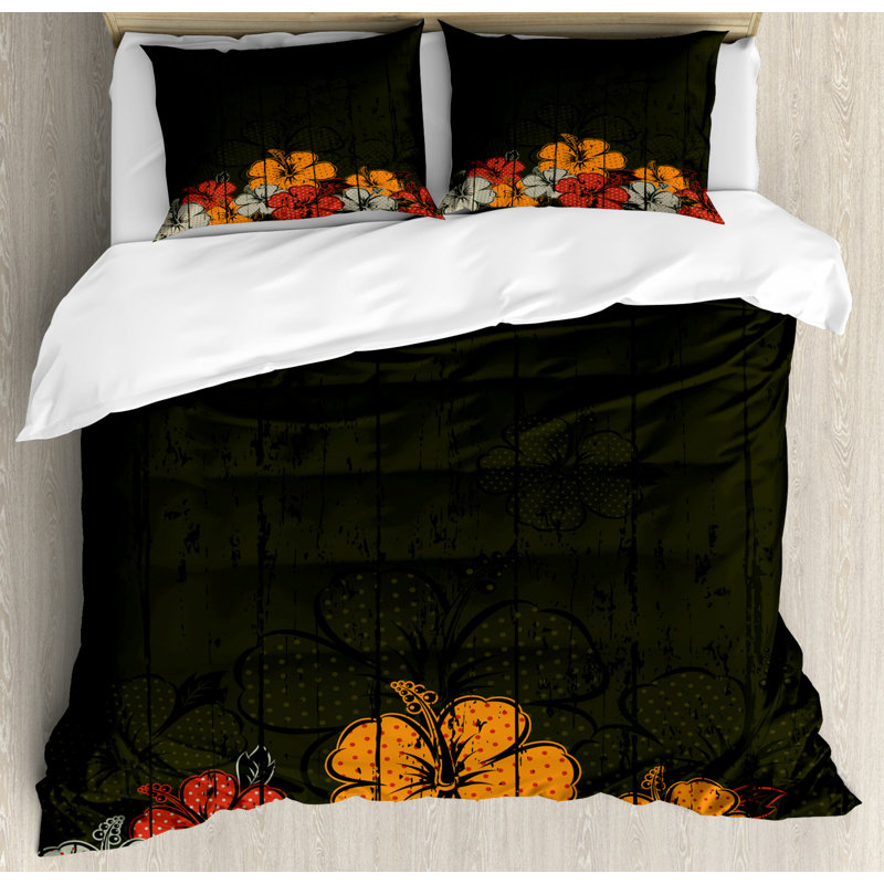 Coastal Polyester Floral Duvet Cover