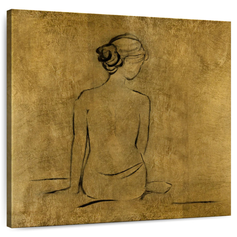 Leisha Golden Bather I, 10" H x 10" W