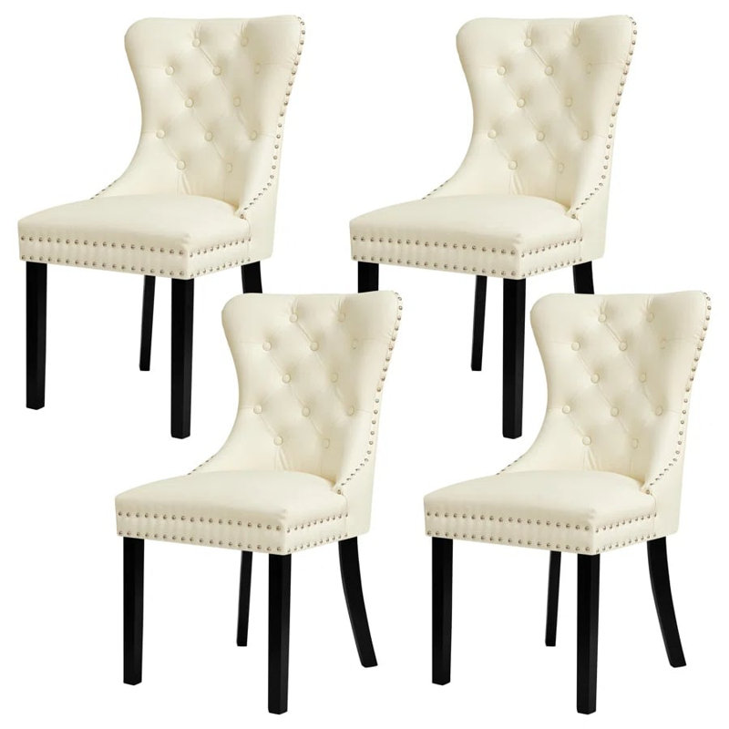 Chaise parsons rembourrée Seita, Blanc/Noir, 4