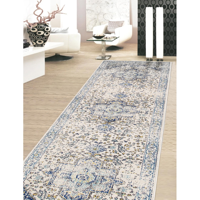 Turkish Chelsea Ivory Area Rug, Runner 2'8" x 6'