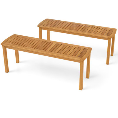 2 PCS Acacia Wood Outdoor Bench 48