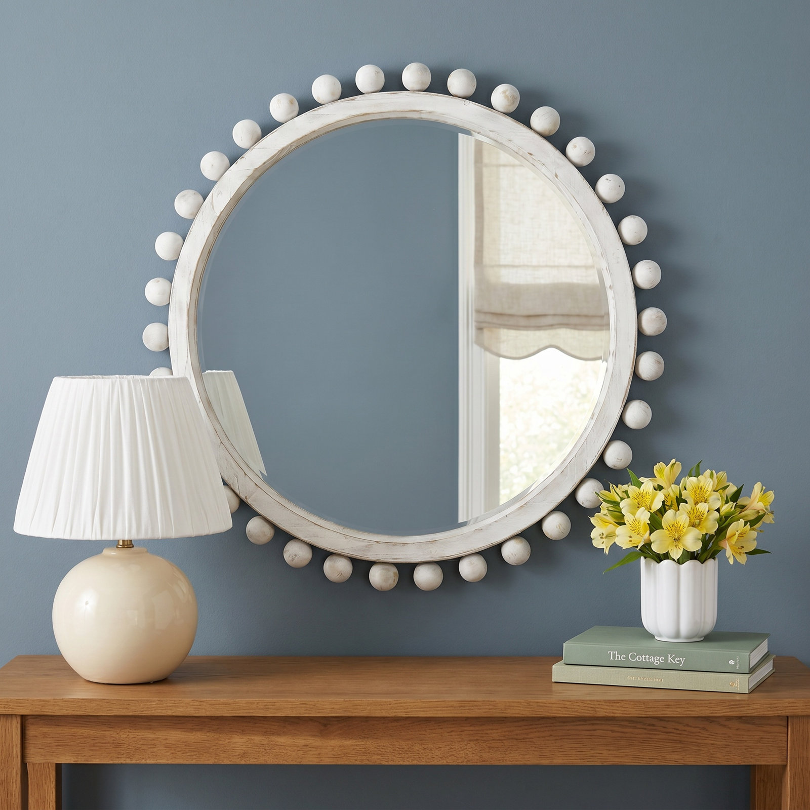 Augustine 35" Accent Mirror, White Washed Wood