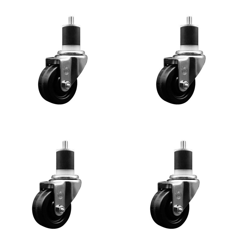 Ensemble de roulettes extensibles pivotantes à roue pivotante de 3 pouces 1-7 / 8 pouces 3 pouces SCC