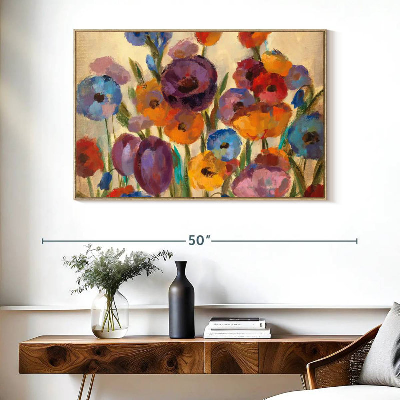 Garden Hues I, Cadre flottant en bois naturel, 40 po x 27 po