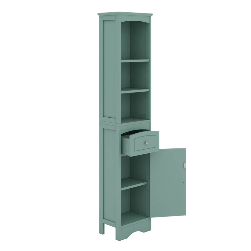 Freestanding Storage Cabinet With Drawer, Adjustable Shelf, Green