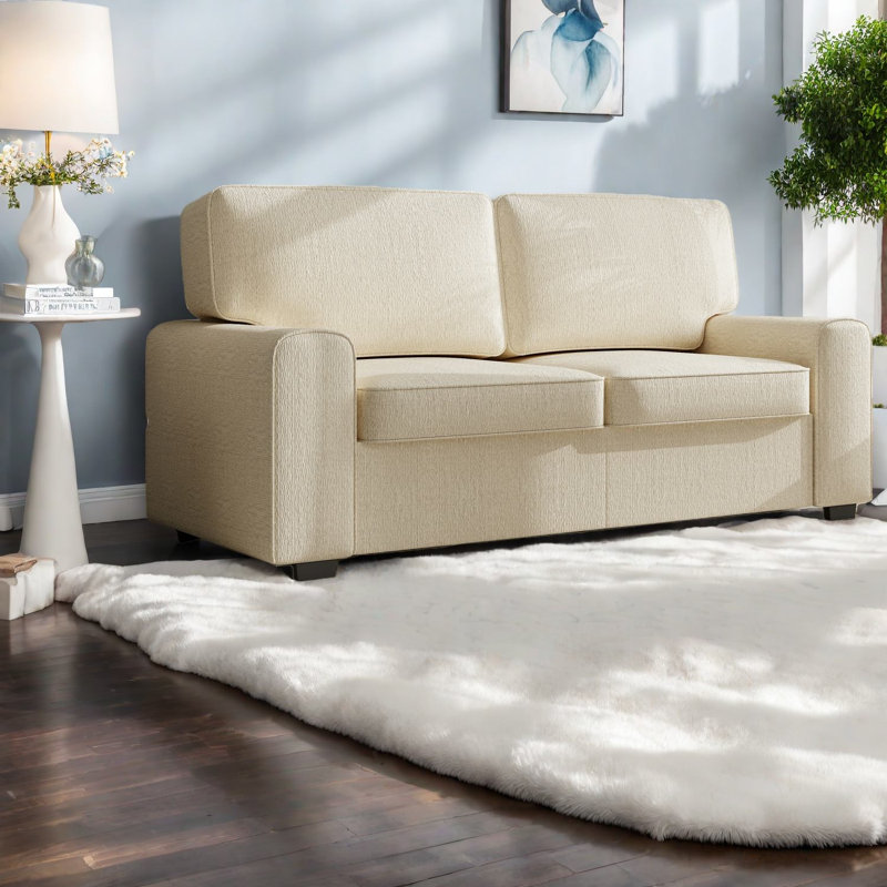 Modern Cozy Loveseat Sofa, Durable Chenille Fabric, Compact Design For Living Room