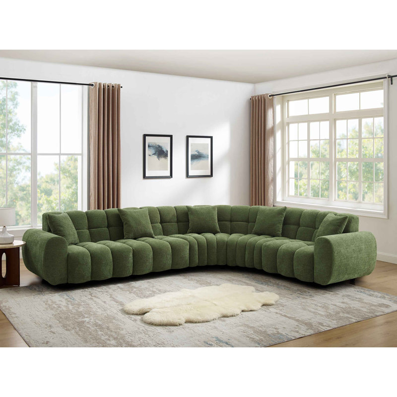 Canapé en forme de L 6,3 po Minimore, Chenille verte