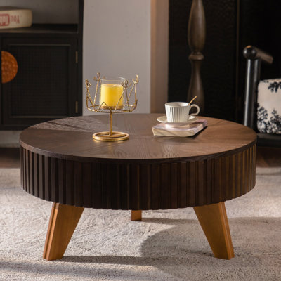 Table basse ronde de 31,5 po avec espace de rangement, convenant au salon et au bureau